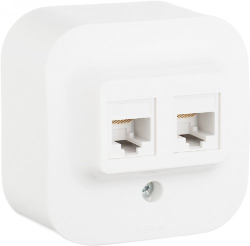 Розетка компьютерная накладная Legrand Quteo 2-м. RJ45+RJ45 5e белый картинка